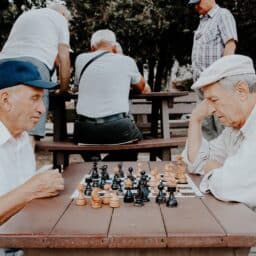 Older men playing chess.